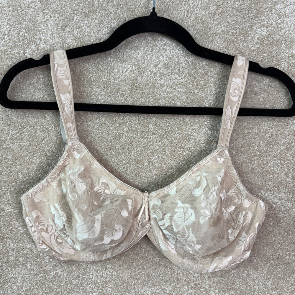 WACOAL Awareness Underwire Bra Women's 34D Beige Floral‎ Lace